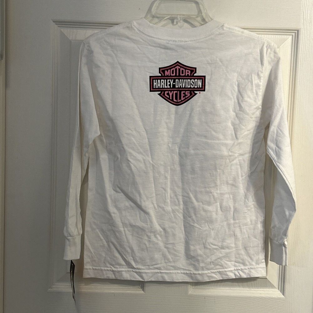 NWT! Harley Davidson Shirt S White Born To Be A Harley Girl Long Sleeve Tshirt - Picture 7 of 8
